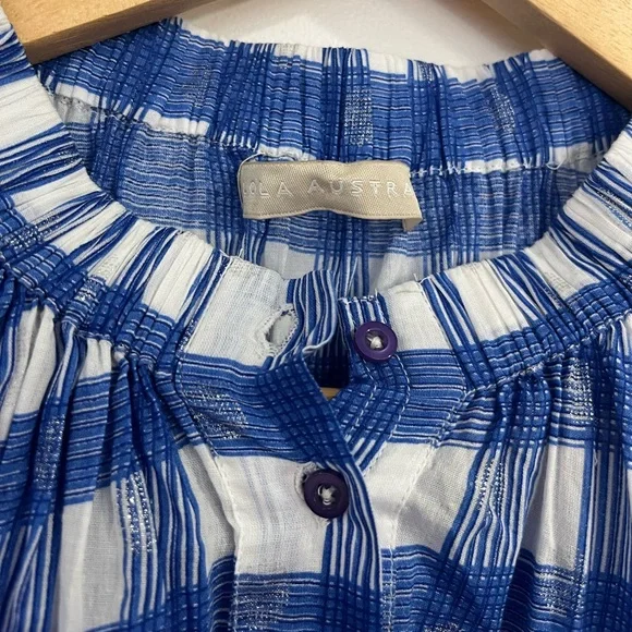 Lola Australia Blue Gingham Cotton Maxi Midi Dress Small Puff Sleeve Cottagecore Lola Australia Blue Gingham Cotton Maxi Midi Dress Small Puff Sleeve Cottagecore